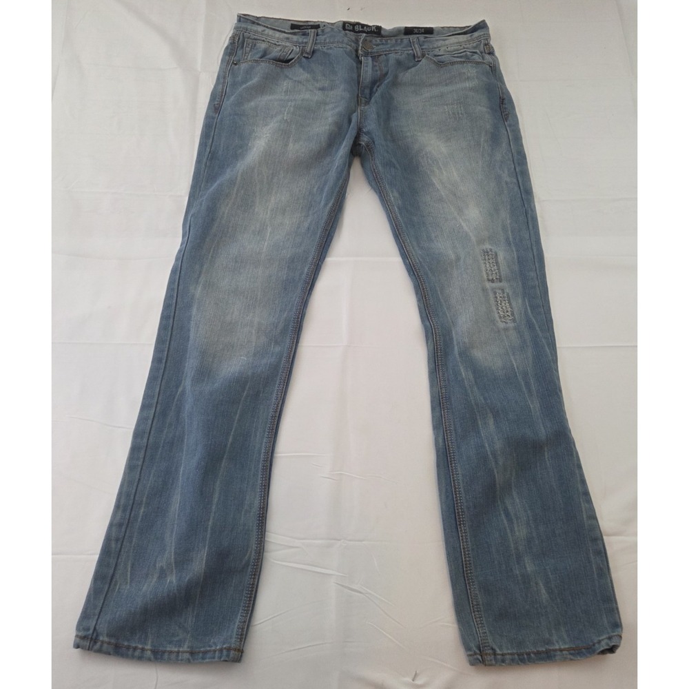 Black Brand Jeans Mens 36X34 Skinny Distressed Faded Denim Y2K Western Grunge